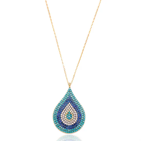 Turkish Evil Eye Pear 925 Silver Pendant