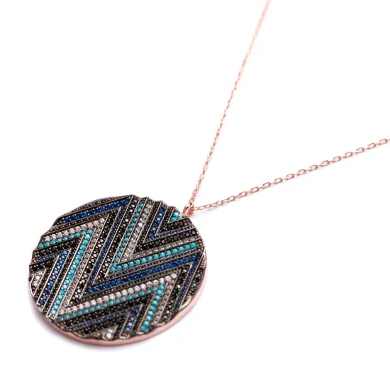 Turkish Wholesale Round Mix Sterling Silver Pendant