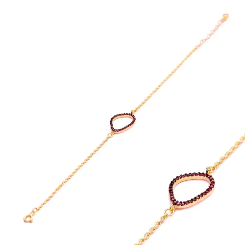 Turkish Pink Open Pear Chain CZ 925 Silver Bracelet Turkish Pink Open Pear Chain CZ 925 Silver Bracelet