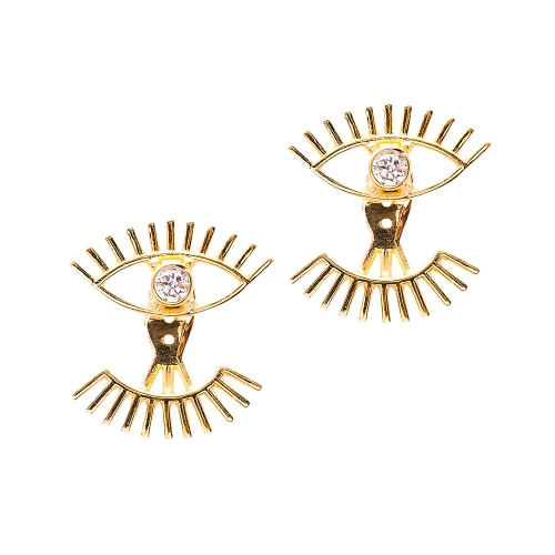 Turkish Sterling Silver Clear Double Eye Ear Jackets