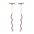 Turkish Ruby Thin Pave Bar Wavy Long Silver Earrings