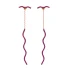 Turkish Ruby Thin Pave Bar Wavy Long Silver Earrings