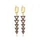 Triangle Design Black Zircon Long Earrings
