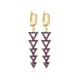 Turkish Amethyst Triangle Long 925 Silver Earrings | 925 Sterling Silver Wholesale | Sade Silver Turkish Amethyst Triangle Long 925 Silver Earrings - Sade 925 Silver Jewelry