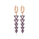 Turkish Amethyst Triangle Long 925 Silver Earrings | 925 Sterling Silver Wholesale | Sade Silver Turkish Amethyst Triangle Long 925 Silver Earrings - Sade 925 Silver Jewelry