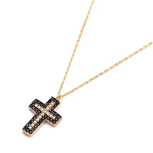 Turkish Black CZ Cross 925 Sterling Silver Pendant