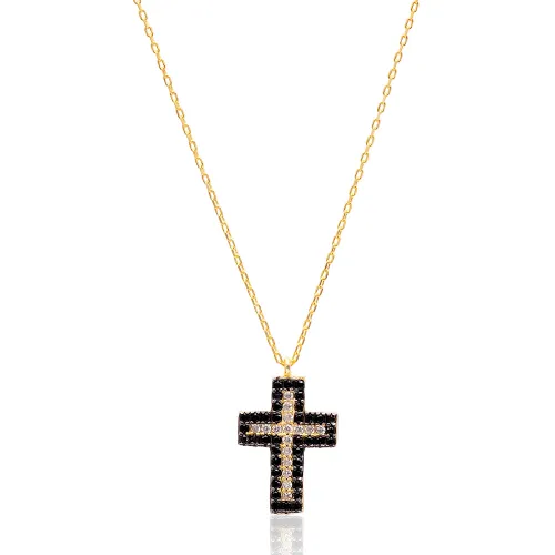 Turkish Black CZ Cross 925 Sterling Silver Pendant