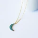 Turkish Nano Turquoise Crescent Moon 925 Silver Pendant