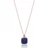 Turkish Blue Square Cushion CZ Sterling Silver Necklace