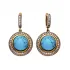 Turkish Turquoise Round Halo Sterling Silver Earrings