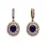 Turkish Blue Round Baguette Halo CZ 925 Silver Earrings