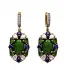 Turkish Green Blue Oval Floral Halo CZ Silver Earrings