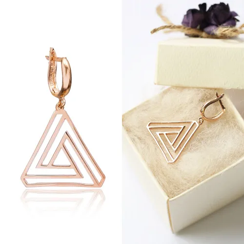 Turkish Origami Triange Minimalist 925 Silver Earrings