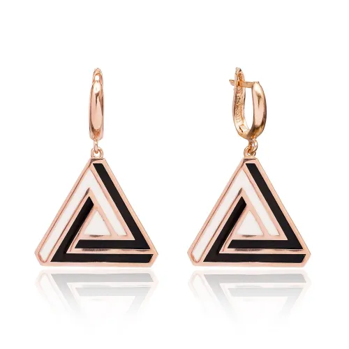 Turkish Origami Triange Enamel Sterling Silver Earrings