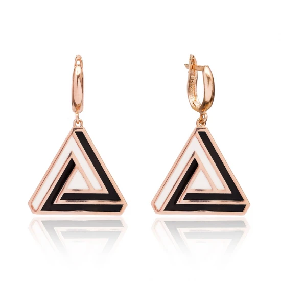 Turkish Origami Triange Enamel Sterling Silver Earrings
