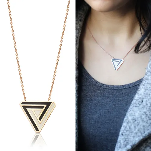 Turkish Origami Triange Enamel Sterling Silver Pendant