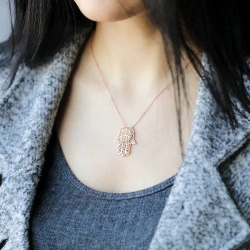 Turkish Origami Hamsa Minimalist 925 Silver Pendant