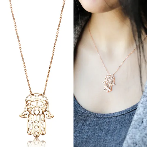 Turkish Origami Hamsa Minimalist 925 Silver Pendant