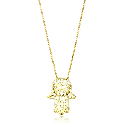 Turkish Origami Hamsa Minimalist Silver Pendant