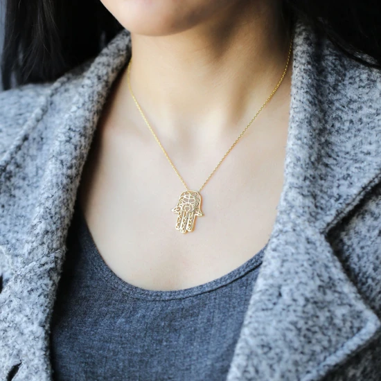 Turkish Origami Hamsa Minimalist Silver Pendant Turkish Origami Hamsa Minimalist Silver Pendant
