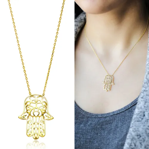 Turkish Origami Hamsa Minimalist Silver Pendant