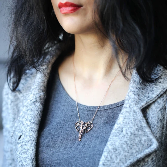 Turkish Origami Elephant Minimalist 925 Silver Pendant
