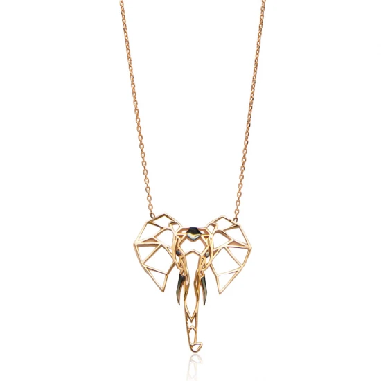 Turkish Origami Elephant Minimalist 925 Silver Pendant