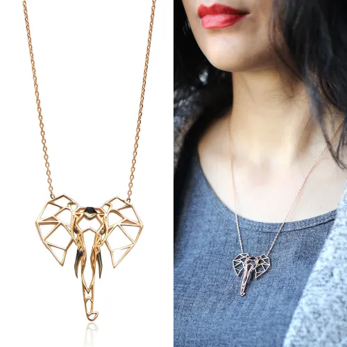 Turkish Origami Elephant Minimalist 925 Silver Pendant