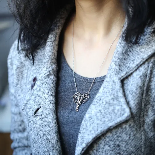 Turkish 925 Silver Origami Elephant Minimalist Pendant