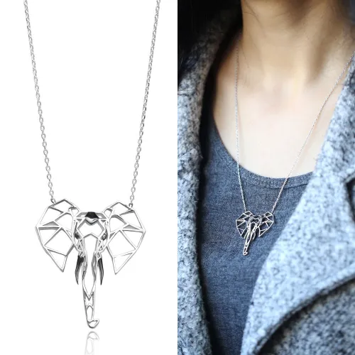 Turkish 925 Silver Origami Elephant Minimalist Pendant