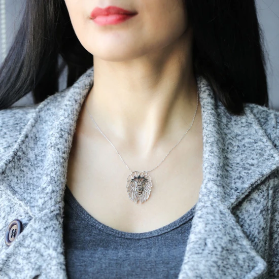 Turkish Origami Lion Minimalist Sterling Silver Pendant