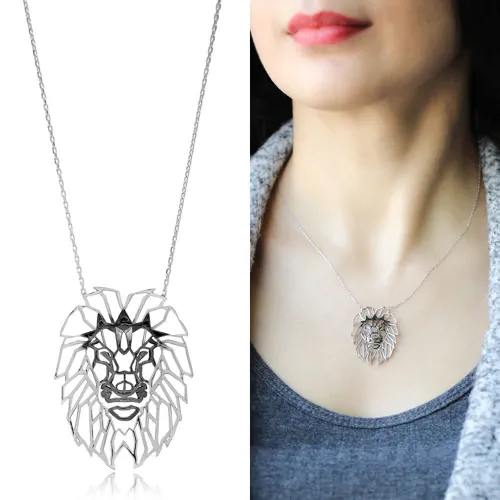 Turkish Origami Lion Minimalist Sterling Silver Pendant