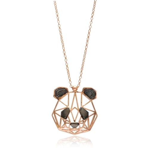 Turkish Origami Panda Minimalist 925 Silver Pendant