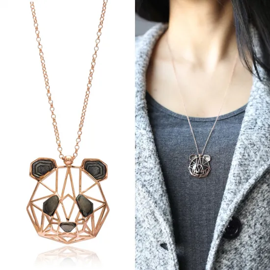 Turkish Origami Panda Minimalist 925 Silver Pendant Turkish Origami Panda Minimalist 925 Silver Pendant