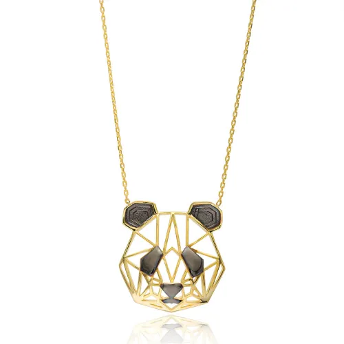 Turkish 925 Silver Origami Panda Minimalist Pendant