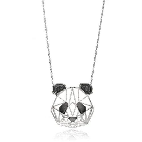 Turkish Origami Panda Minimalist Pendant in 925 Silver