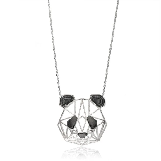 Turkish Origami Panda Minimalist Pendant in 925 Silver - Sade 925 Silver Jewelry