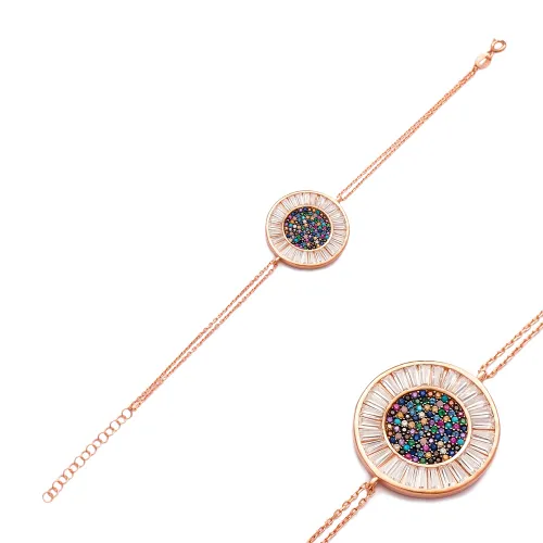 Rainbow Round Silver Sterling Bracelet Wholesale Handcraft Jewelry