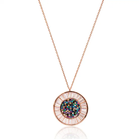Turkish Rainbow Round 925 Sterling Silver Pendant