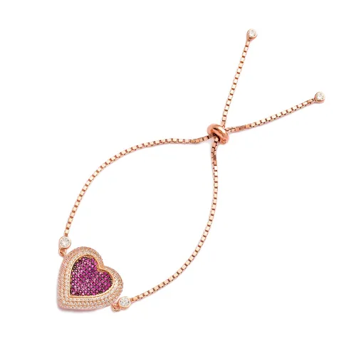 Turkish Silver Heart Tennis Adjustable Tennis Bracelet
