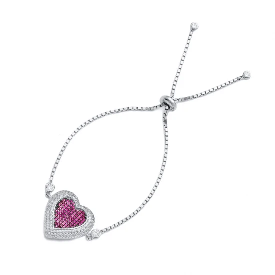 Turkish Silver Heart Tennis Adjustable Tennis Bracelet