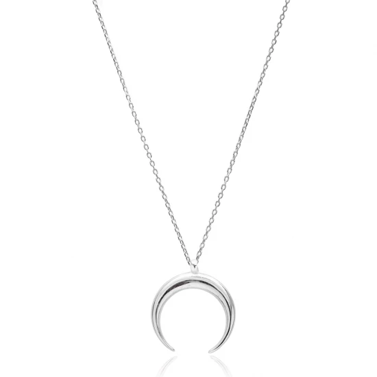 Turkish 925 Sterling Silver Minimalist Moon Pendant