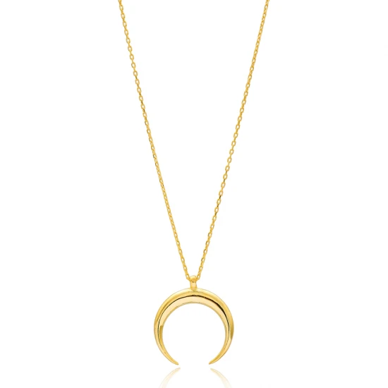 Turkish 925 Sterling Silver Minimalist Moon Pendant