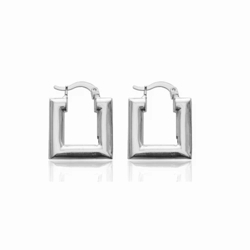 25x20 mm Rectangle 925 Silver Hoop Earrings
