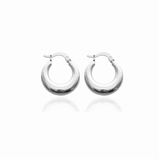 20x17 mm Smooth Hoop Sterling Silver Earrings - Sade 925 Silver Jewelry