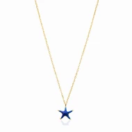 Turkish Blue Enamel Starfish 925 Silver Necklace