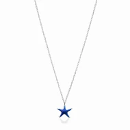 Turkish Blue Enamel Starfish 925 Silver Necklace