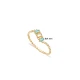 Turquoise Clear Baguette CZ Beaded 925 Silver Ring - Sade 925 Silver Jewelry